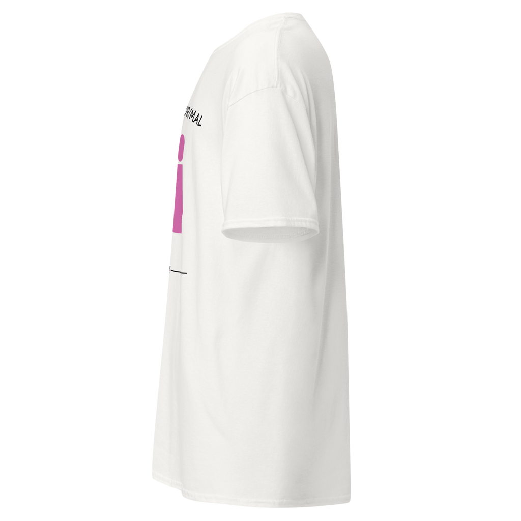 White t-shirt shown from the side, showing the sleeve