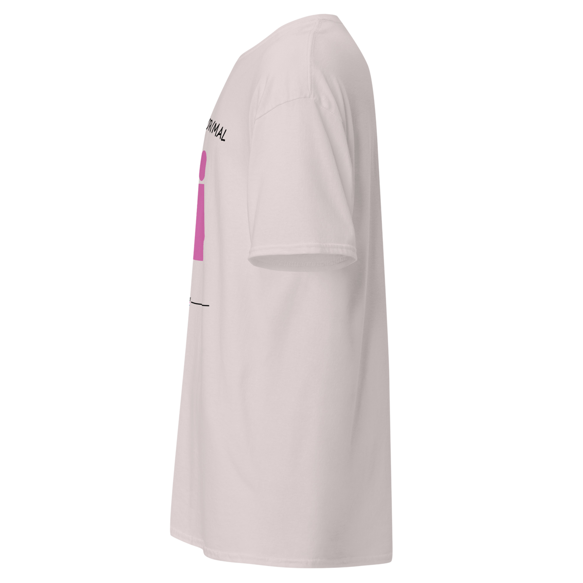 Light pink t-shirt shown from the side, showing the sleeve