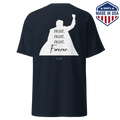 Navy t-shirt with the Fight Fight Fight Forever design showing a raised-fist silhouette