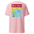 Pink t-shirt with the Gulf of America retro travel poster design