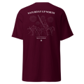 Maroon t-shirt with the Saturday Up North stadium crowd and fireworks design
