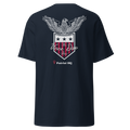 Navy t-shirt with the Vince Dao eagle and shield crest above the words Patriot HQ