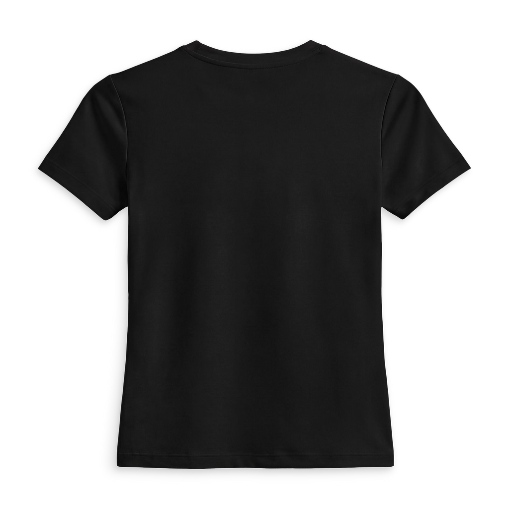 Plain black fitted t-shirt shown from the front