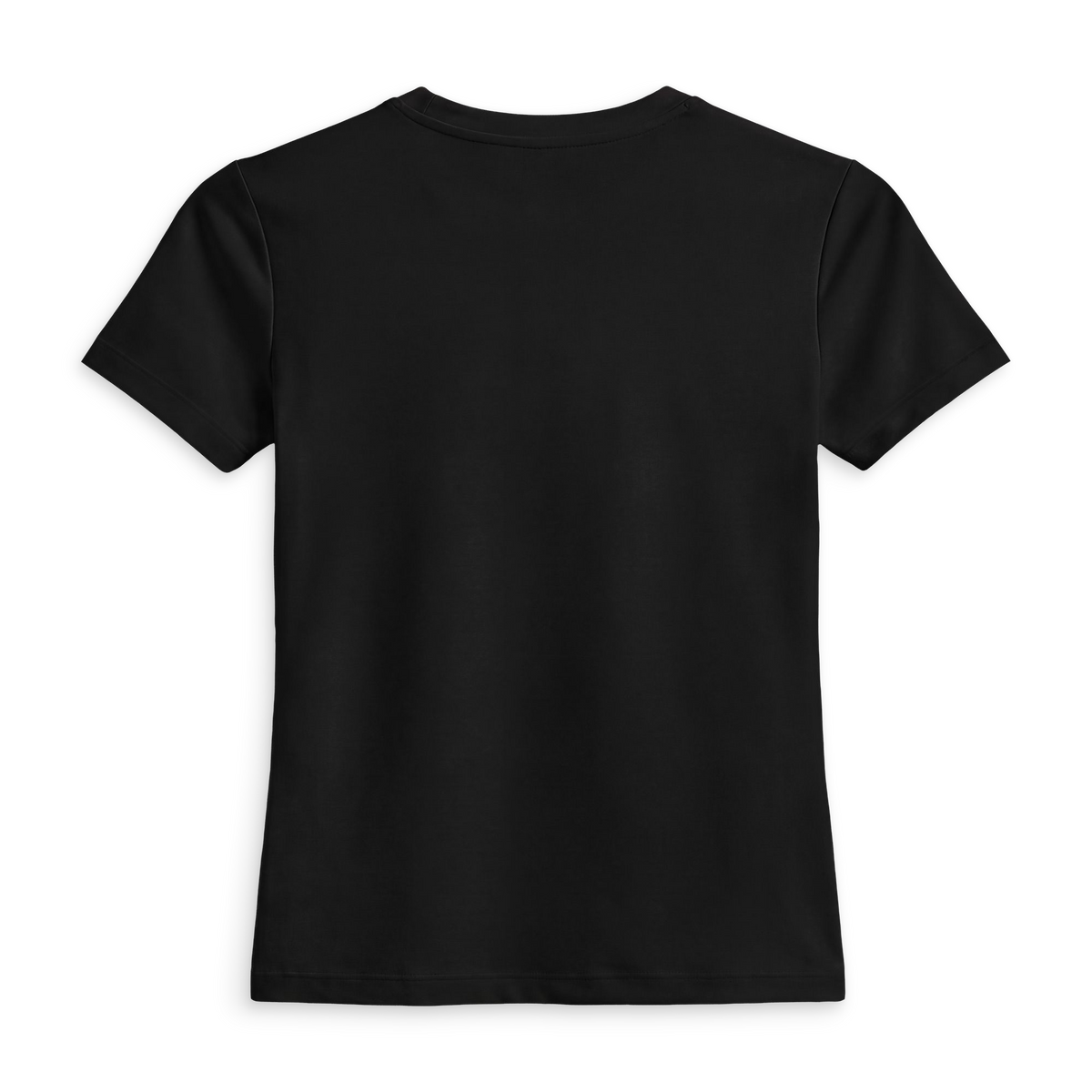 Plain black fitted t-shirt shown from the front